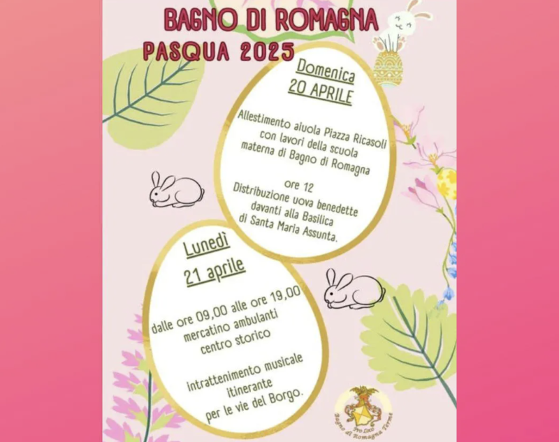 Pasqua a Bagno di Romagna, distribuzione delle uova pasquali e mercatino ambulante per tutto il borgo